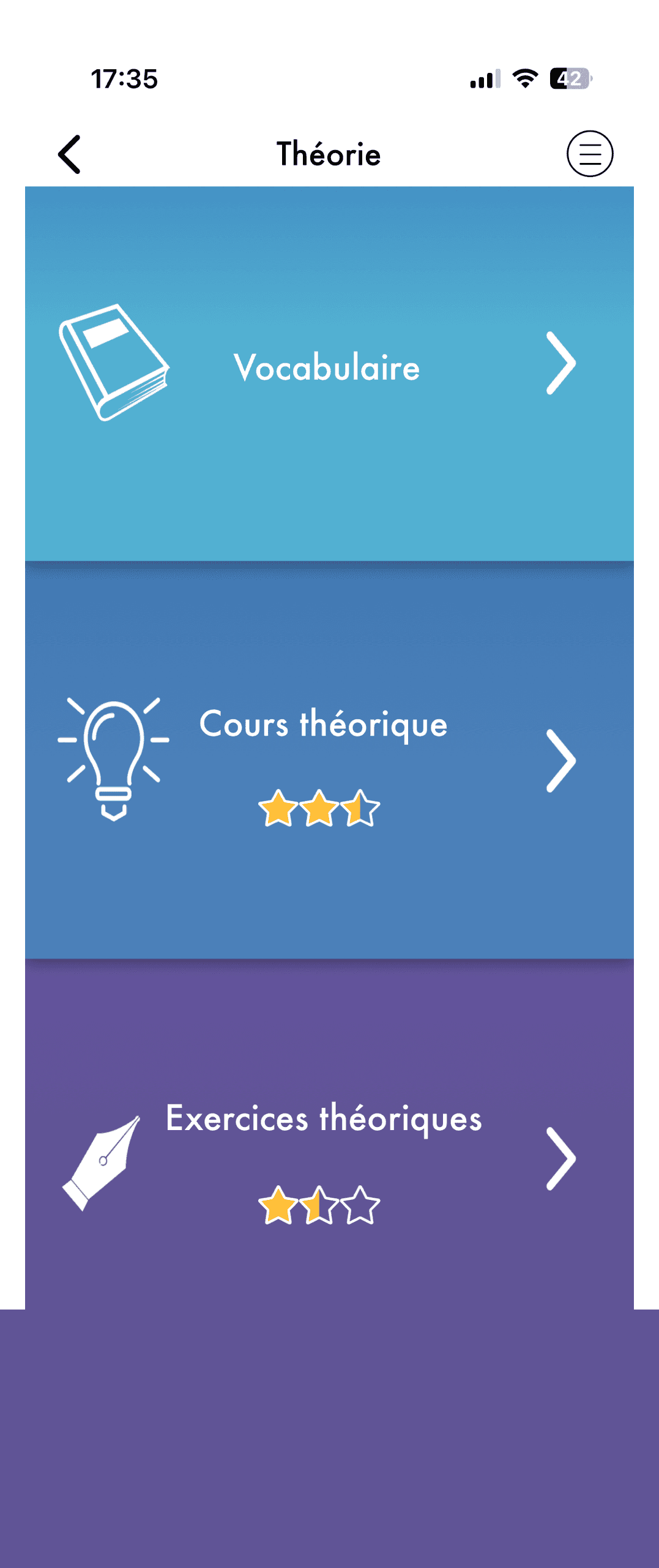 Écran Théorie de l’application Aurelux