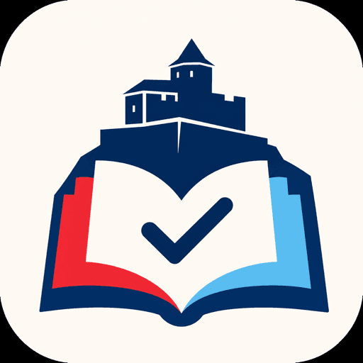 Symbol der App Vivre Ensemble Prep: eine luxemburgische Burg auf einem aufgeschlagenen Buch