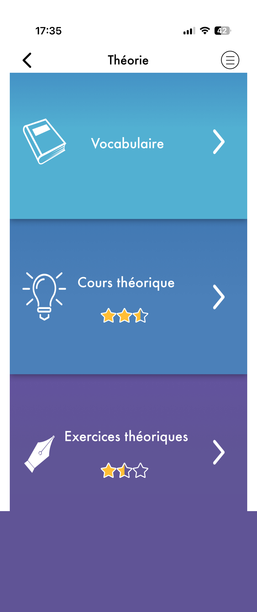 Écran Théorie de l’application Aurelux